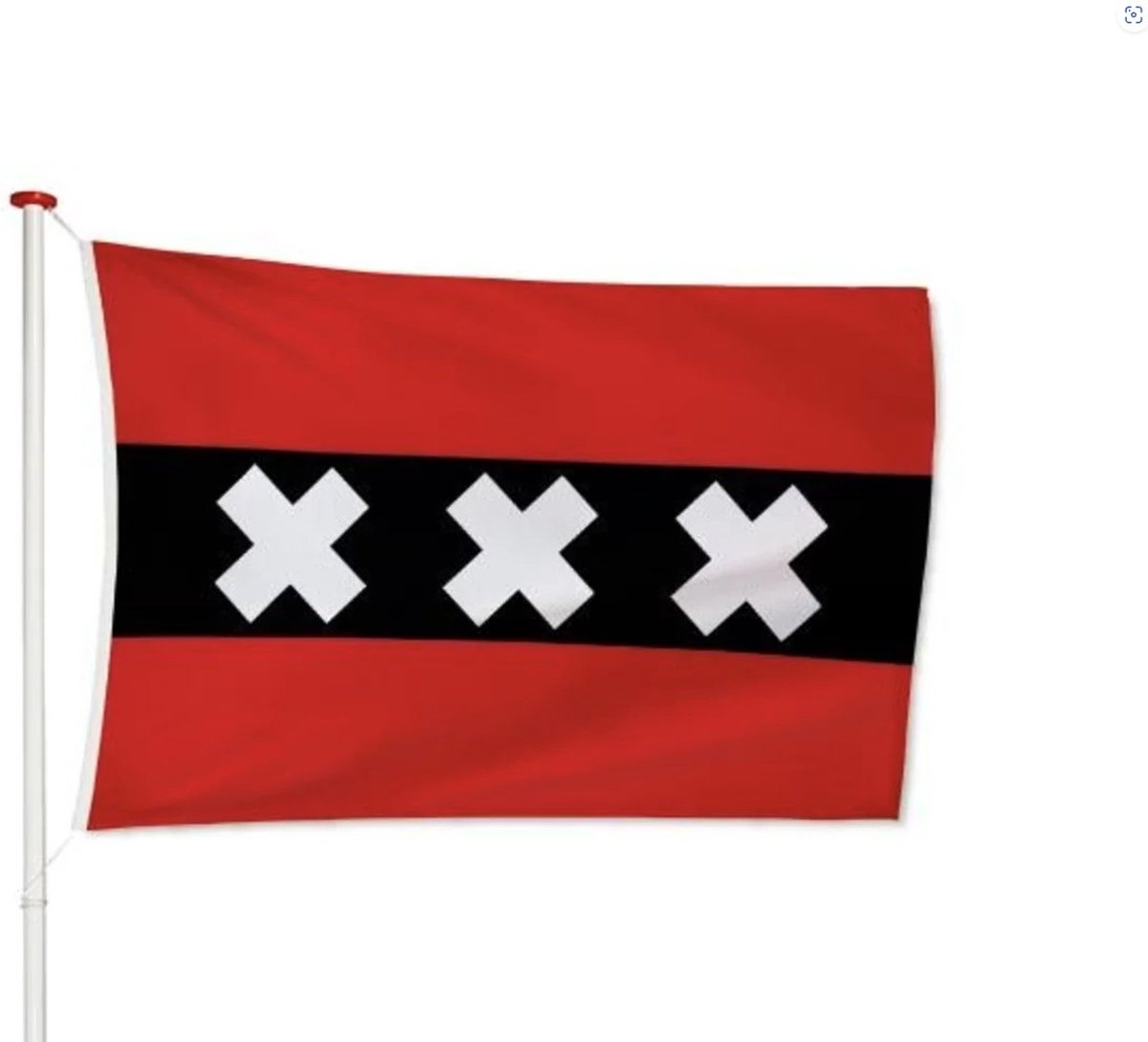 Amsterdamse Vlag | gevelvlag Gemeente Amsterdam | Amsterdam vlag Amsterdam geschikt voor vlaggenstok | afm. 100x150 cm, polyester | VlaggenEnMasten.nl